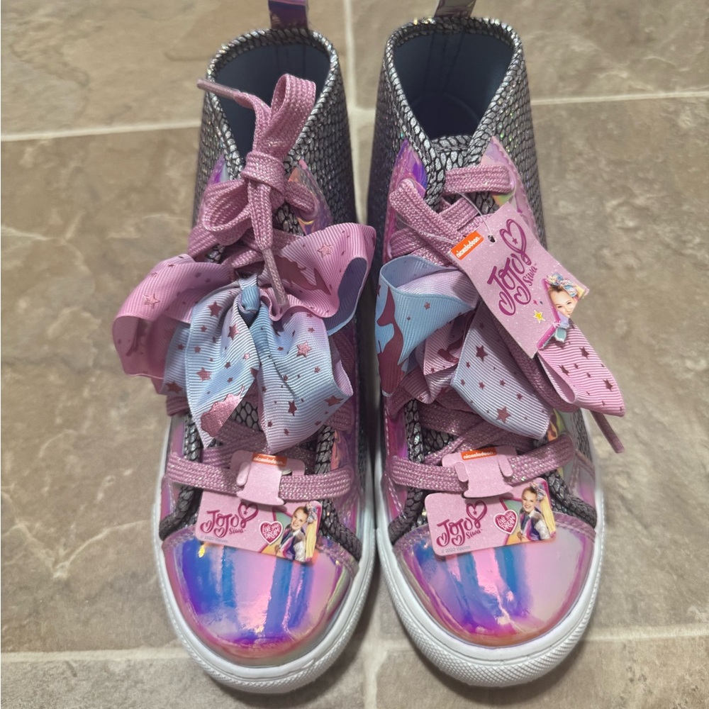 JoJo Siwa Kids Sneakers - Pink and Silver with Bows